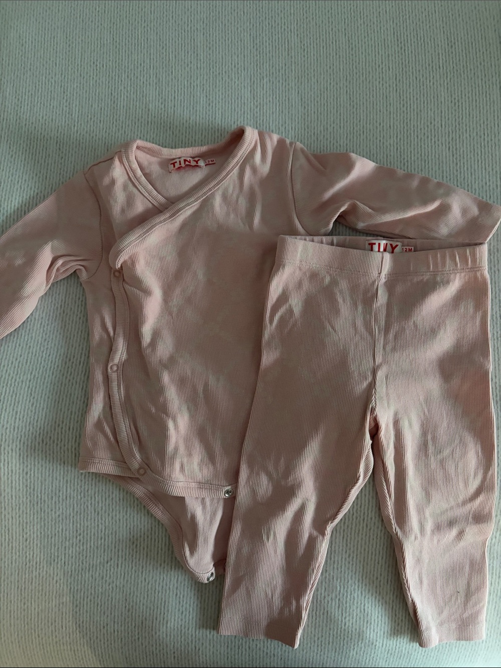 Tiny Baby Pink Ribbed Matching Set - Tiny